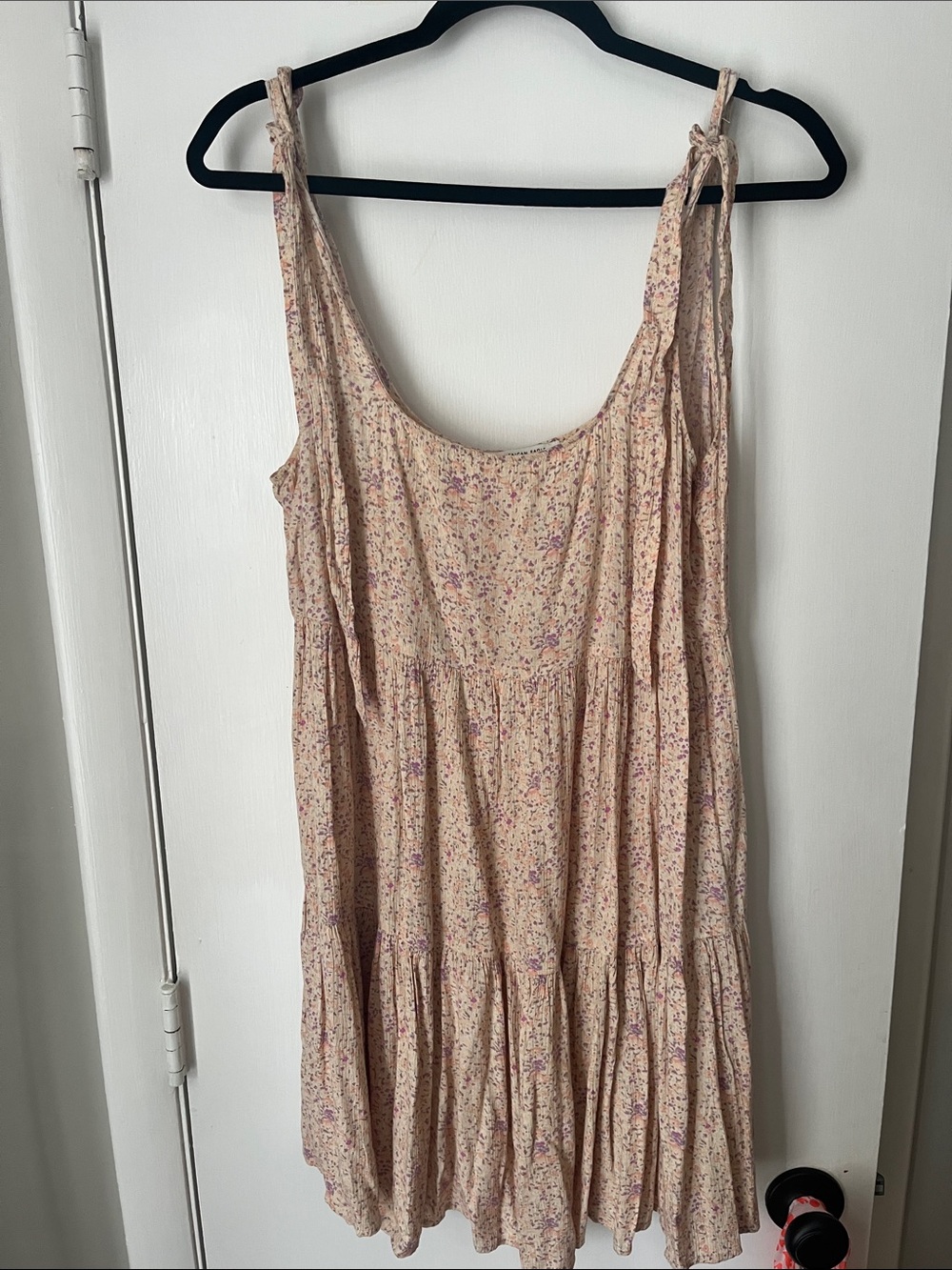 American Eagle Women's Cream Floral Tie-Shoulder Sundress